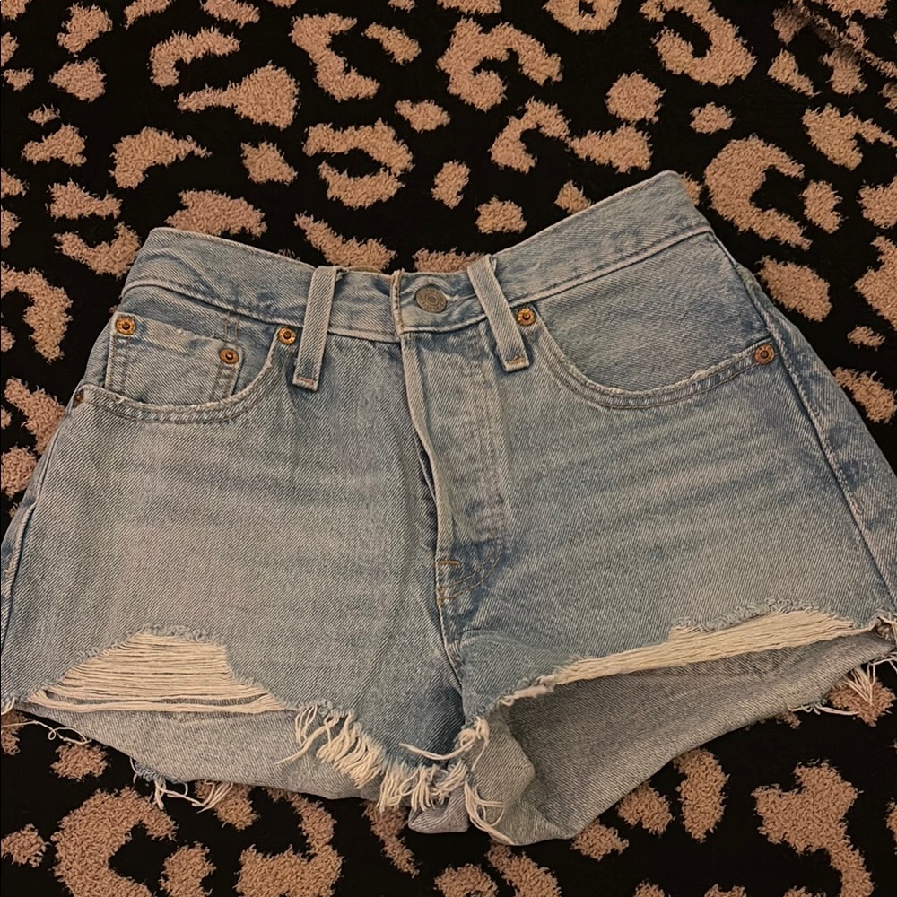 Levi's Blue Jean Shorts Distressed Mid-Thigh